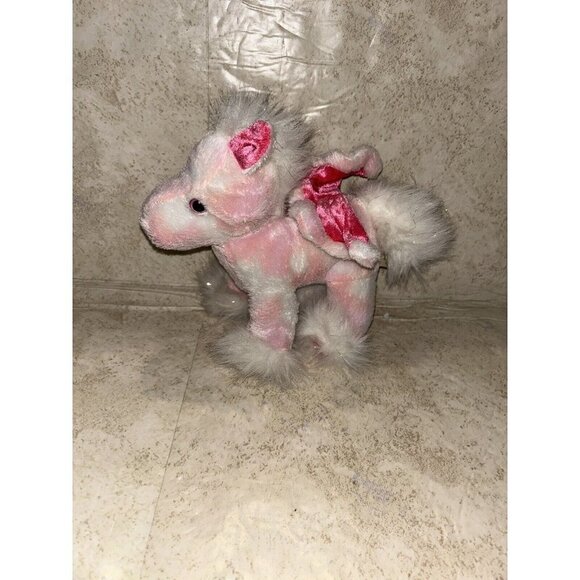 Dan Dee Pink Flying Horse Pegasus Unicorn Plush 7" Stuffed Animal With Bow - Picture 2 of 11